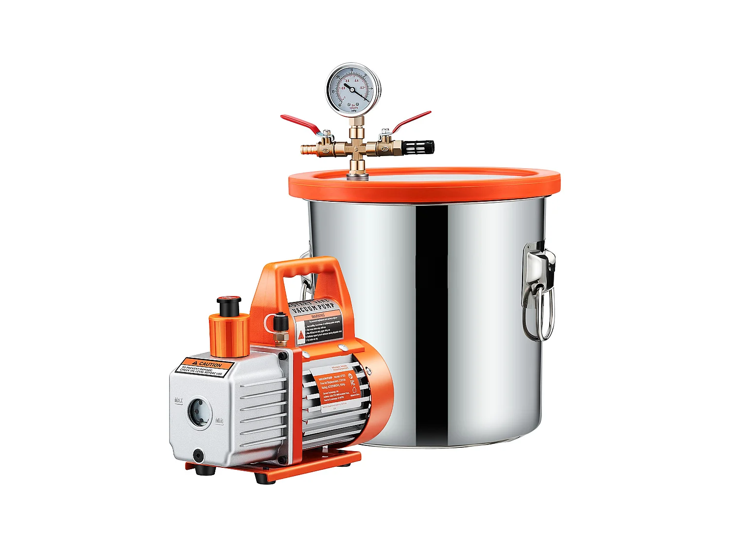 Pompe à Vide SucceBuy de 11,36 L avec Pompe, 99 L/min, en Acier Inoxydable, Kit de Chambre de Dégazage, Couvercle en Verre Trempé, Tuyau de 1,5 m