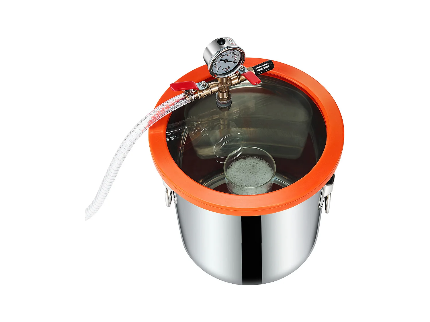 Pompe à Vide SucceBuy de 11,36 L avec Pompe, 99 L/min, en Acier Inoxydable, Kit de Chambre de Dégazage, Couvercle en Verre Trempé, Tuyau de 1,5 m