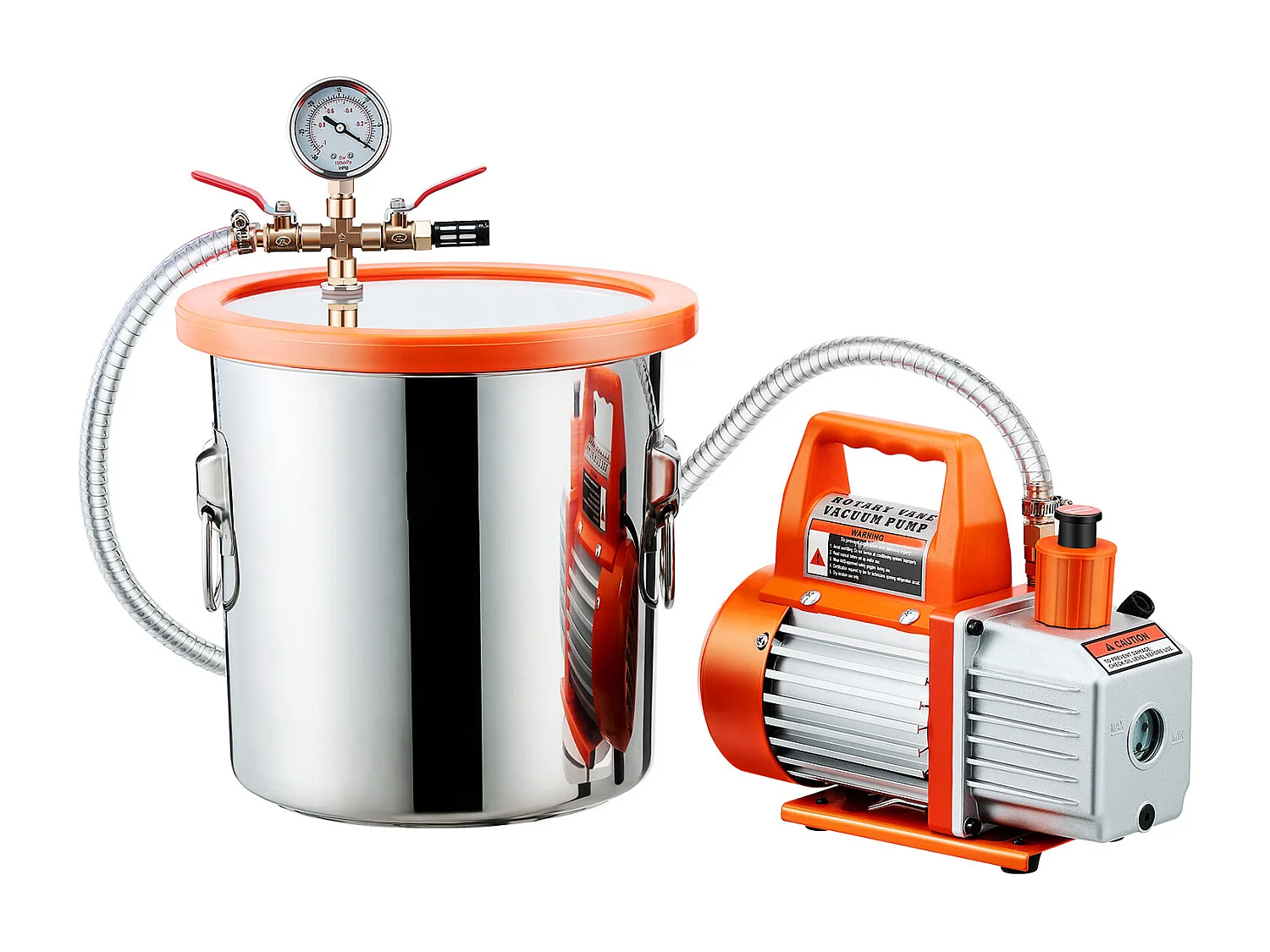 Pompe à Vide SucceBuy de 11,36 L avec Pompe, 99 L/min, en Acier Inoxydable, Kit de Chambre de Dégazage, Couvercle en Verre Trempé, Tuyau de 1,5 m