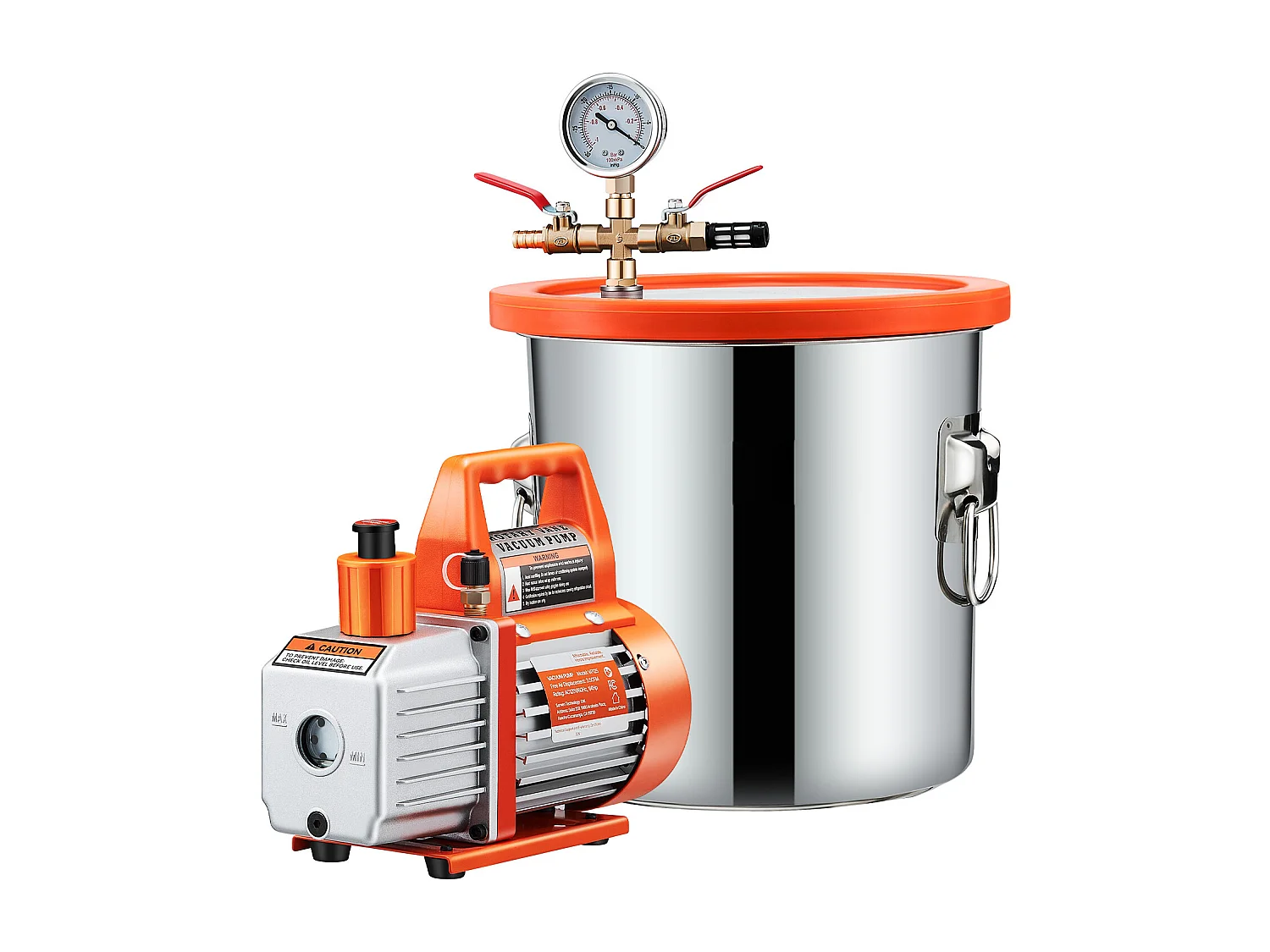 Pompe à Vide SucceBuy de 11,36 L avec Pompe, 99 L/min, en Acier Inoxydable, Kit de Chambre de Dégazage, Couvercle en Verre Trempé, Tuyau de 1,5 m