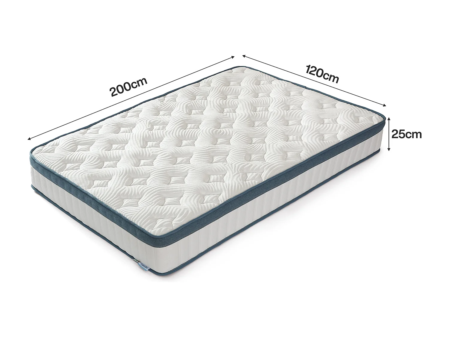 Matelas 120 x 200 cm, hauteur 25 cm, matelas à ressorts ensachés, dureté moyenne H3, matelas à ressorts avec mousse à mémoire de forme en gel