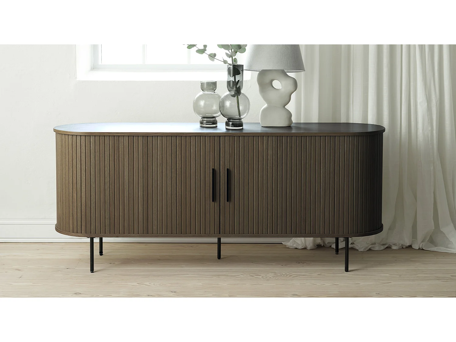 Buffet 2 portes 140 cm - Bois foncé - ALBA