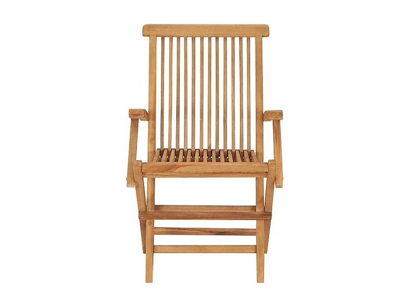 Lot 2 fauteuils de jardin pliants bois de teck massif huilé - ANCOLIE