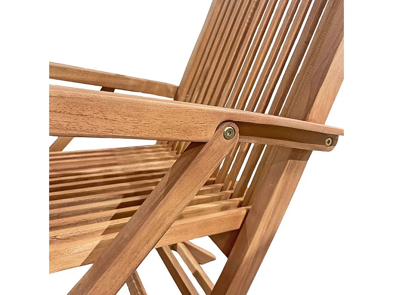 Lot 2 fauteuils de jardin pliants bois de teck massif huilé - ANCOLIE