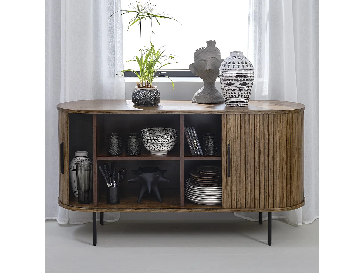 Buffet haut 2 portes - Bois foncé - ALBA
