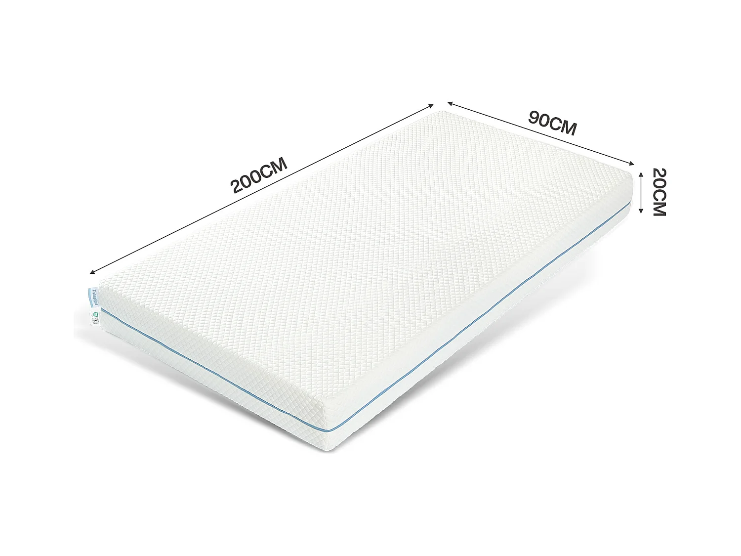 Matelas 90x200 cm, Épaisseur 20 cm, Matelas en Mousse à Mémoire de Forme, 7 Zones H3 Fermeté Moyenne, Réversible à Deux Faces Utilisables