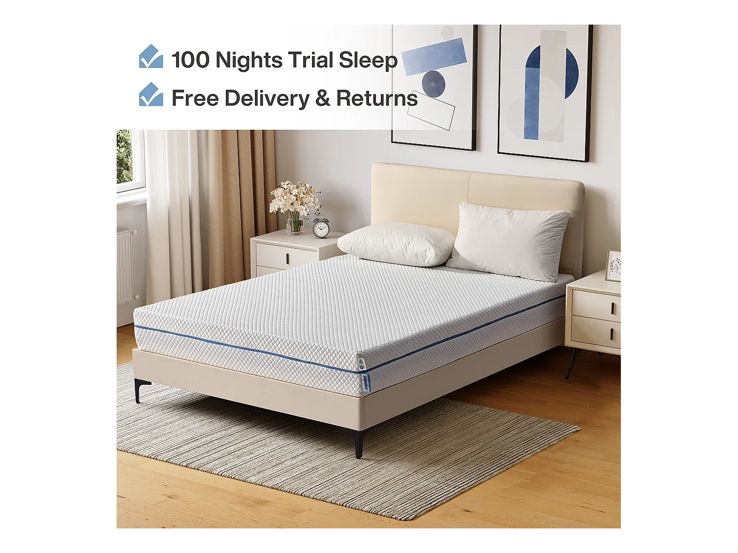 Matelas 90x200 cm, Épaisseur 20 cm, Matelas en Mousse à Mémoire de Forme, 7 Zones H3 Fermeté Moyenne, Réversible à Deux Faces Utilisables