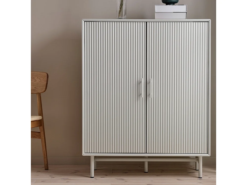 Buffet haut 2 portes - Bois strié - MIRANO