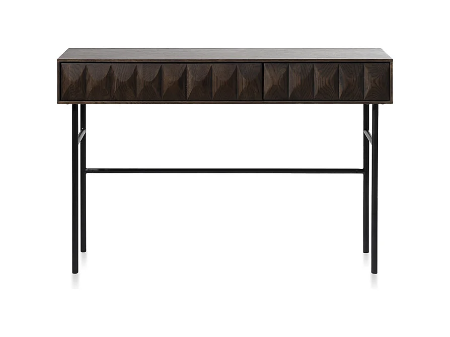 Console 1 tiroir bois foncé 116x76x39 cm