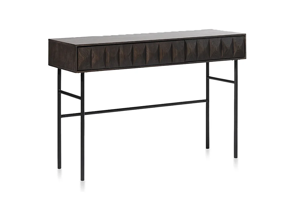 Console 1 tiroir bois foncé 116x76x39 cm