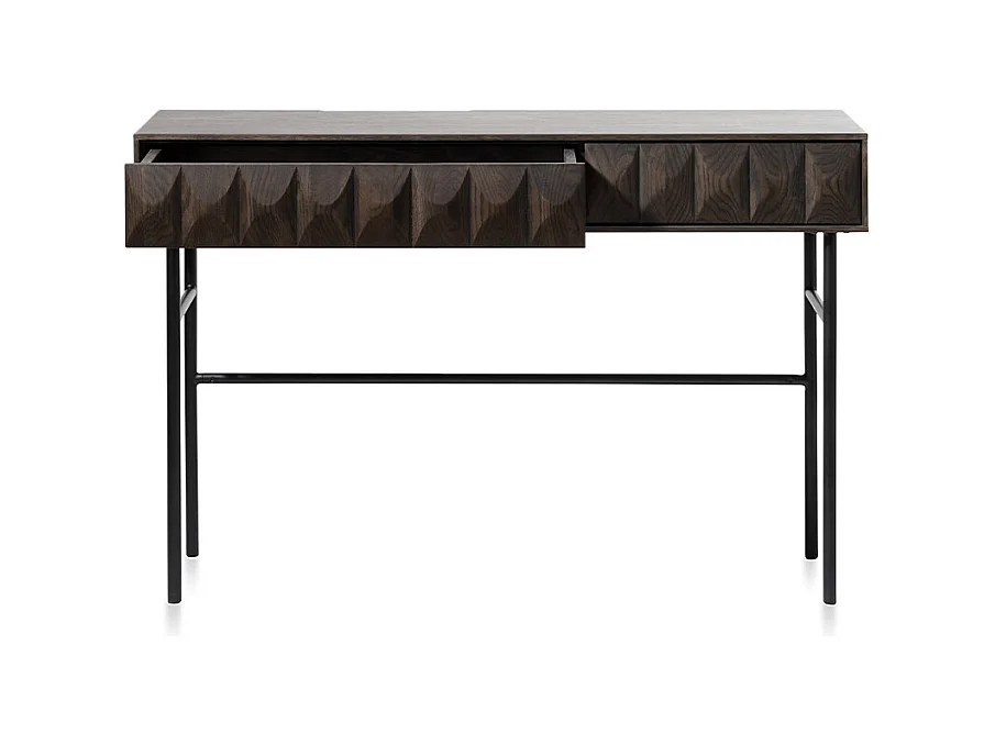 Console 1 tiroir bois foncé 116x76x39 cm