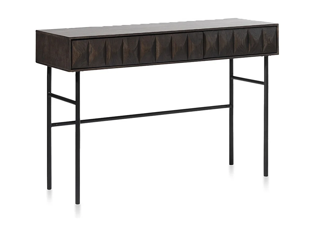 Console 1 tiroir bois foncé 116x76x39 cm