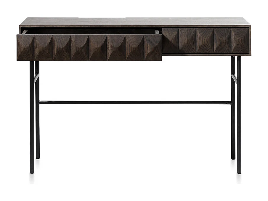 Console 1 tiroir bois foncé 116x76x39 cm