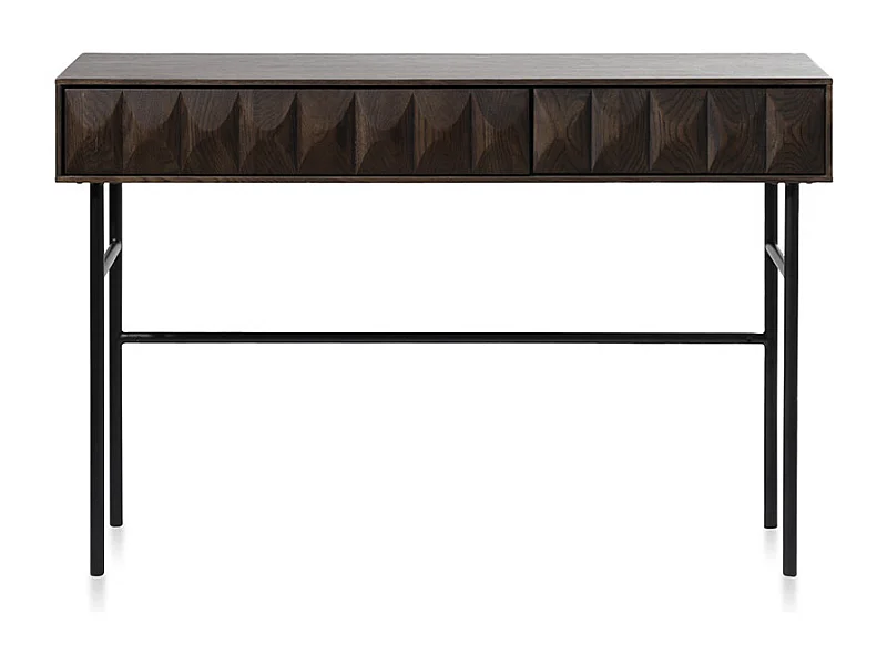 Console 1 tiroir bois foncé 116x76x39 cm