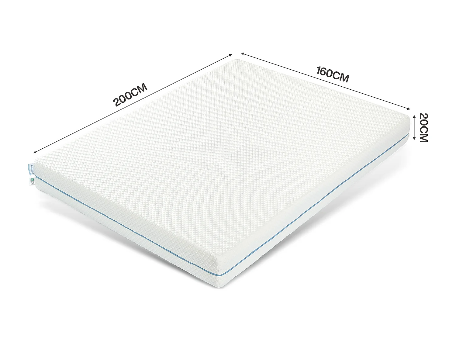 Matelas 160x200 cm certifié Oeko-Tex®, Épaisseur 20 cm, Matelas en Mousse à Mémoire de Forme, 7 Zones H3 Fermeté Moyenne, Réversible à Deux Faces Utilisables