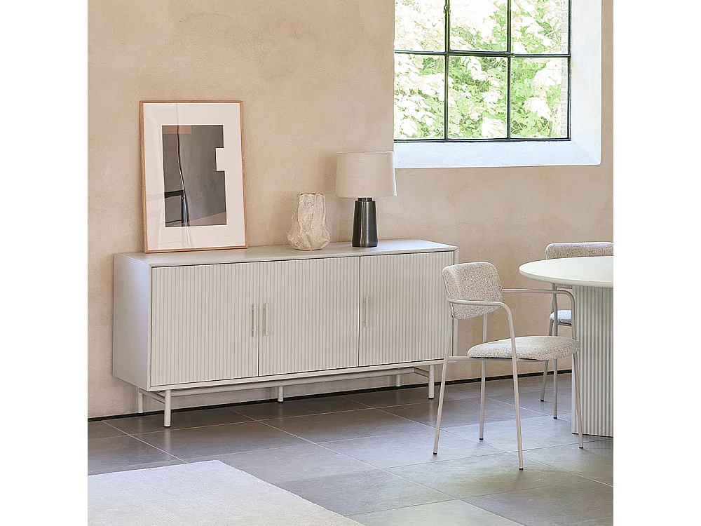 Buffet 3 portes 160 cm - Bois strié - MIRANO