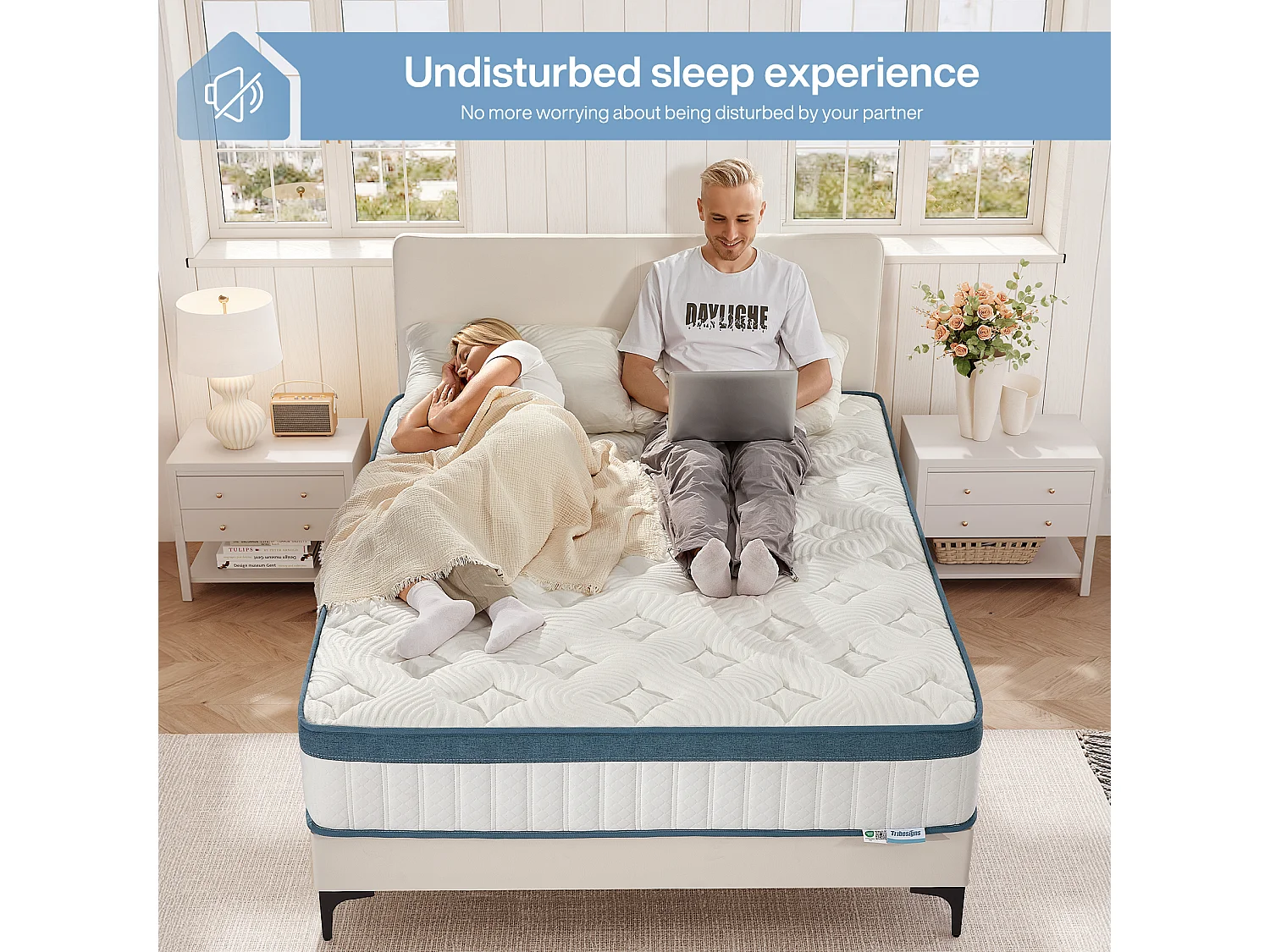 Matratze 140 x 200 cm, Höhe 25 cm, orthopädische Matratze mit verschachtelten Federungen, mittlere Härte H3, Federkernmatratze mit Memory-Schaum