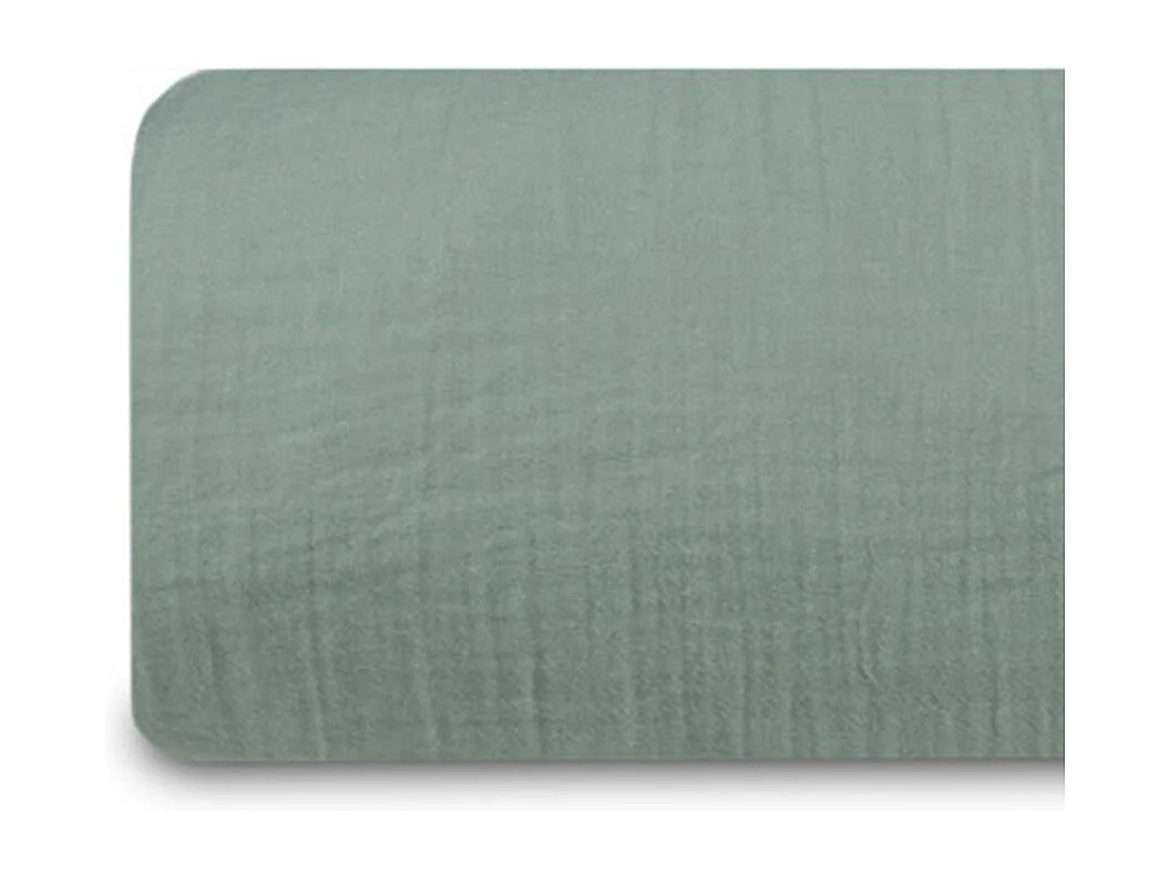 Drap-housse gaze de coton vert sauge 160x200 cm