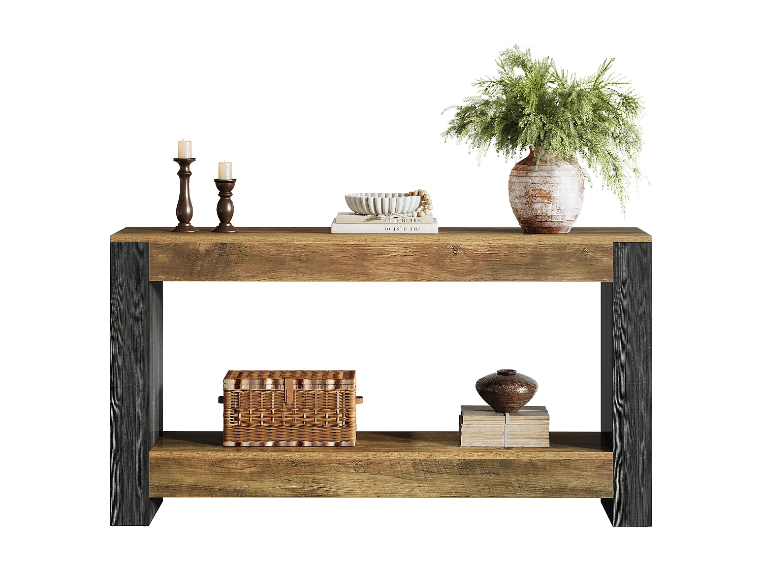 Tavolo consolle lungo 160 cm per ingresso, tavolo rustico in legno per soggiorno