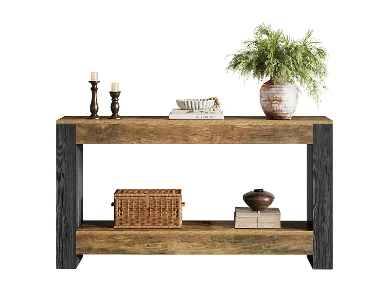 Tavolo consolle lungo 160 cm per ingresso, tavolo rustico in legno per soggiorno