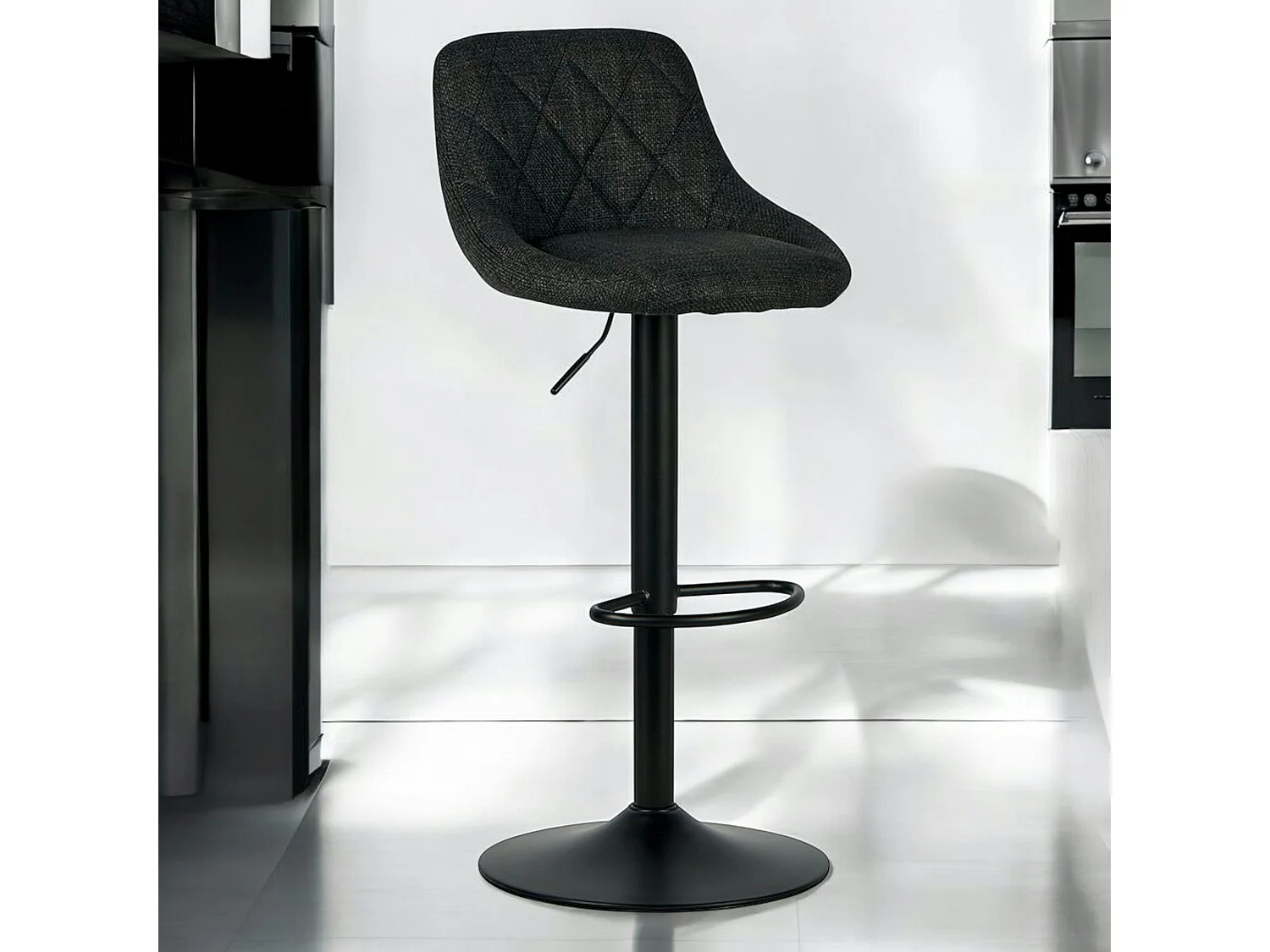 Chaise de bar hauteur réglable tissu noir (lot de 2) MALMOE