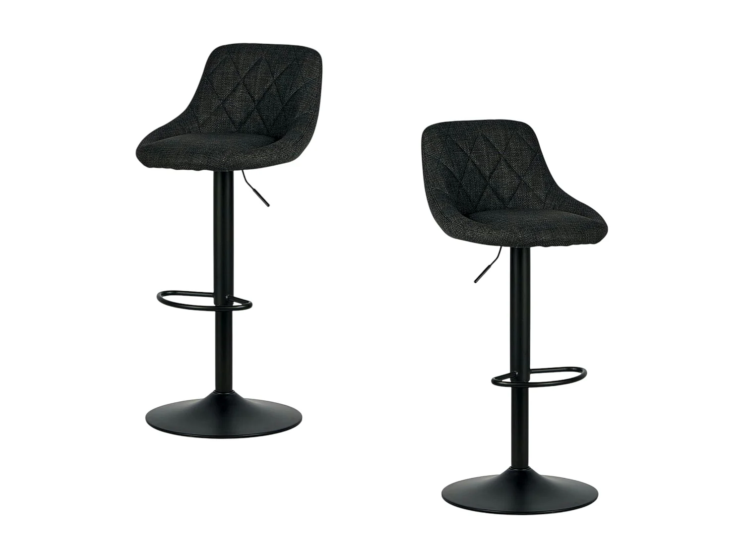 Chaise de bar hauteur réglable tissu noir (lot de 2) MALMOE