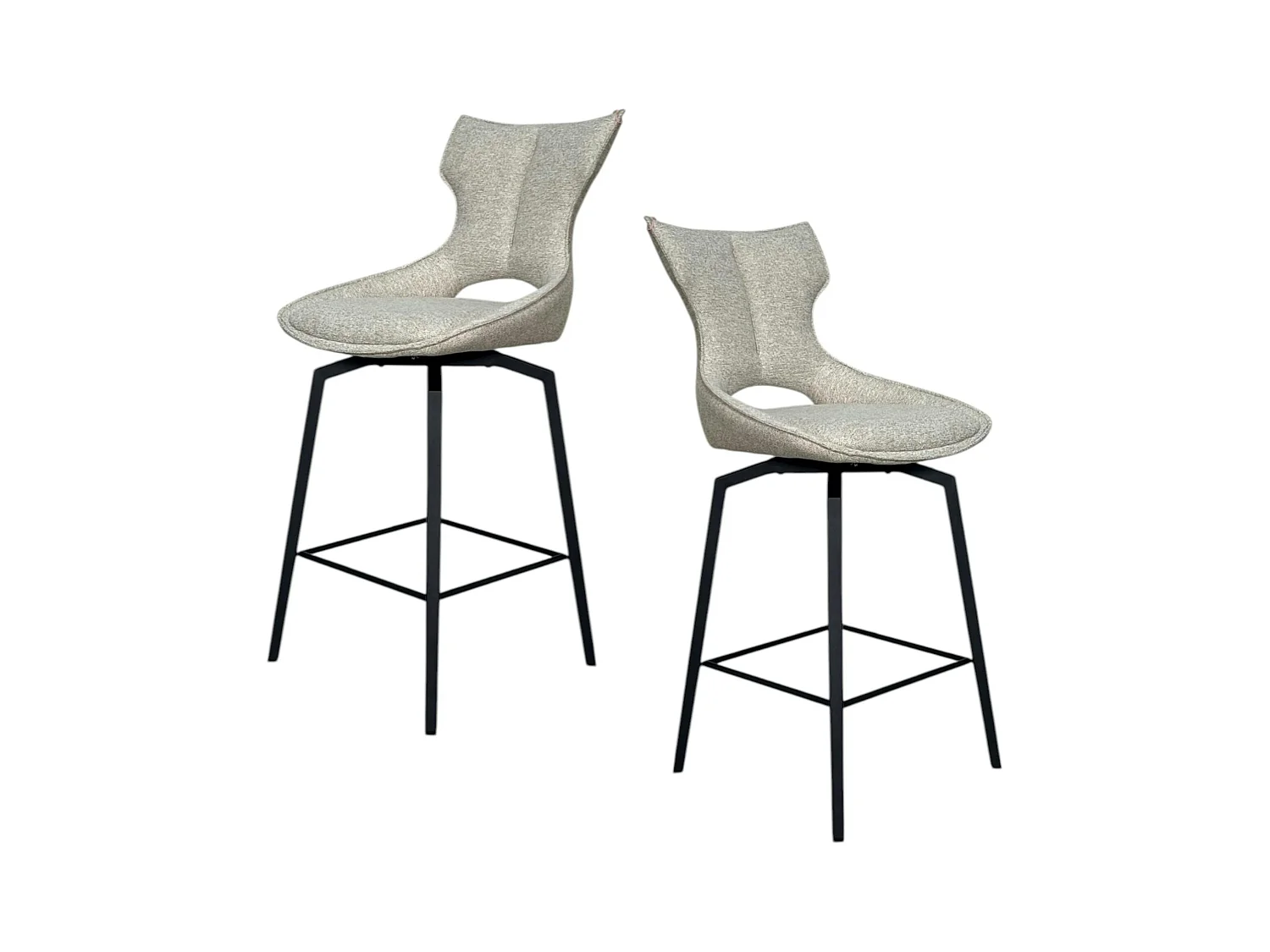 Chaise de bar pivotante tissu beige (lot de 2) LOMBARDIE