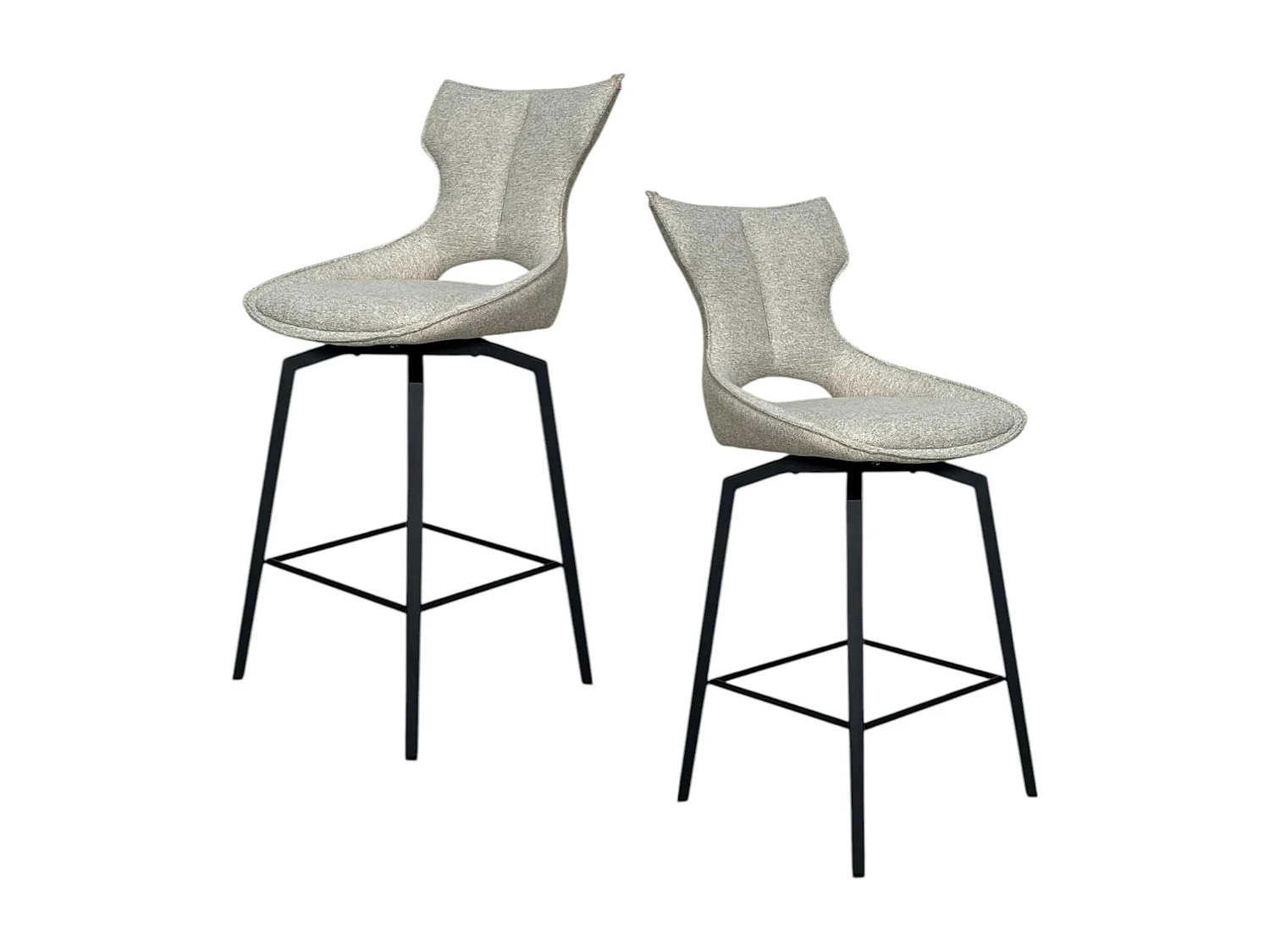 Chaise de bar pivotante tissu beige (lot de 2) LOMBARDIE