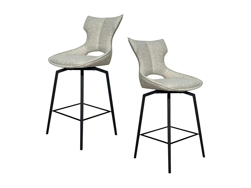 Chaise de bar pivotante tissu beige (lot de 2) LOMBARDIE