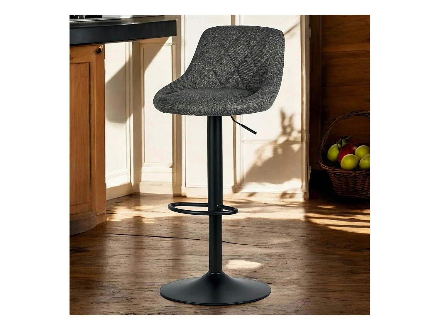 Chaise de bar hauteur réglable tissu gris (lot de 2) MALMOE