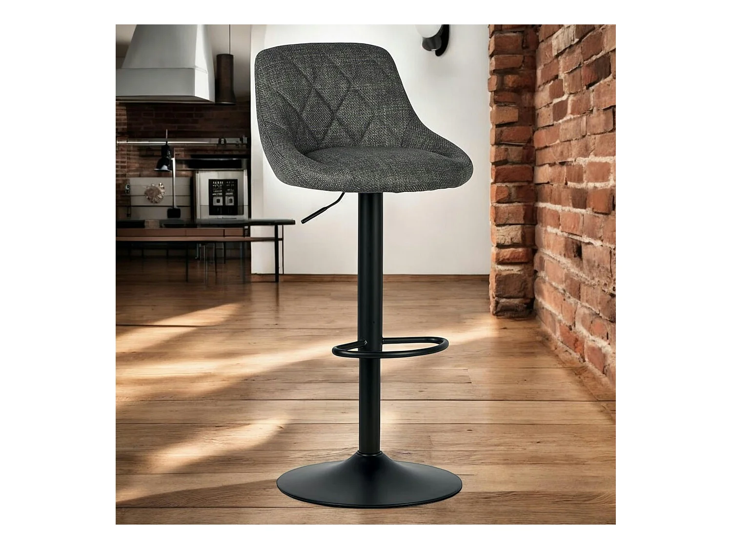 Chaise de bar hauteur réglable tissu gris (lot de 2) MALMOE