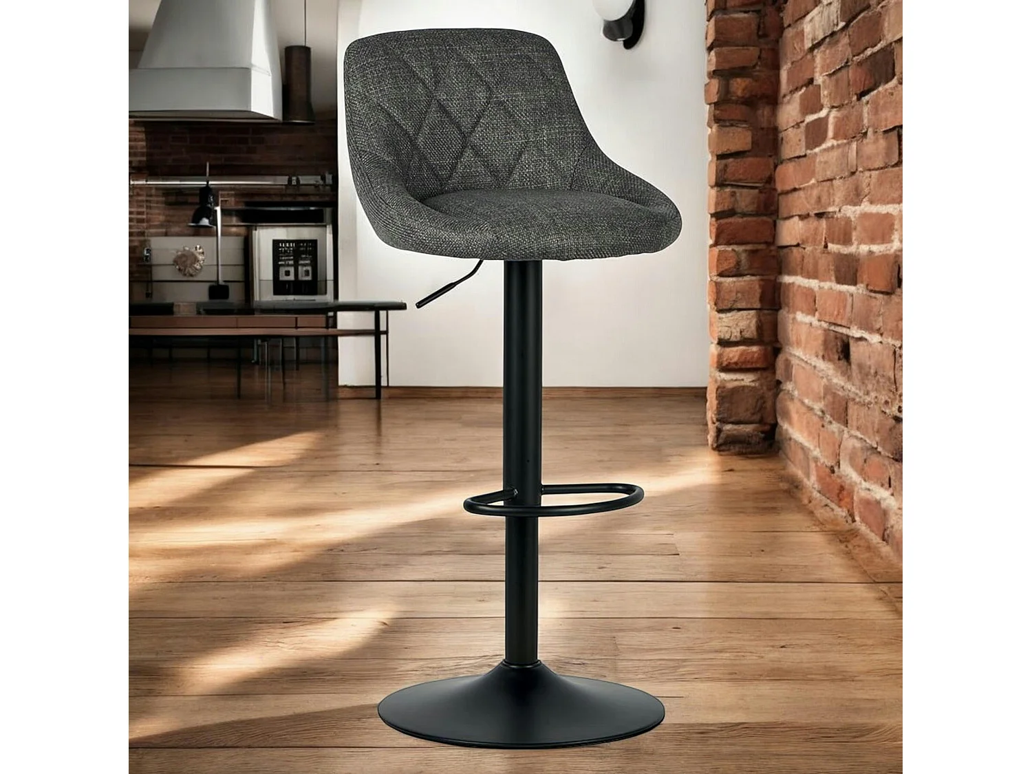 Chaise de bar hauteur réglable tissu gris (lot de 2) MALMOE