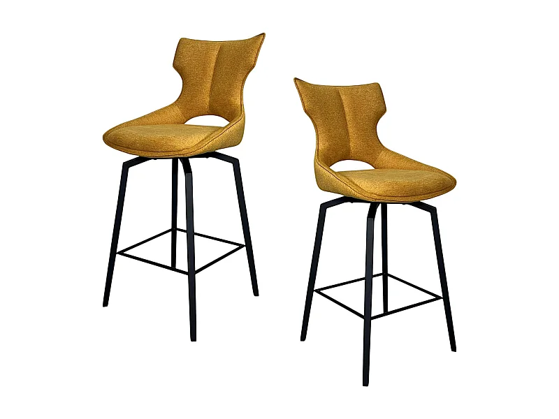 Chaise de bar pivotante tissu doré (lot de 2) LOMBARDIE