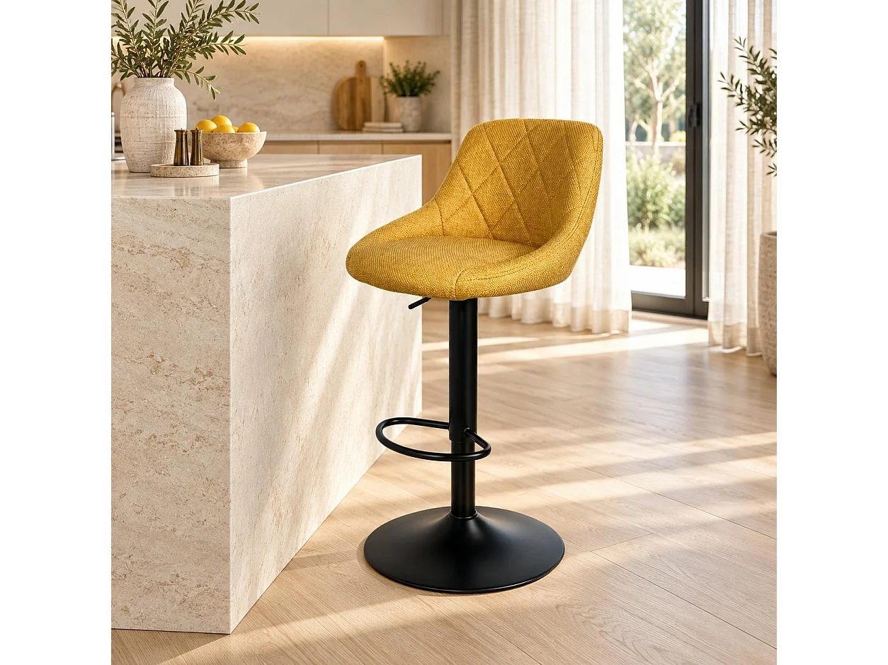 Chaise de bar hauteur réglable tissu moutarde (lot de 2) MALMOE