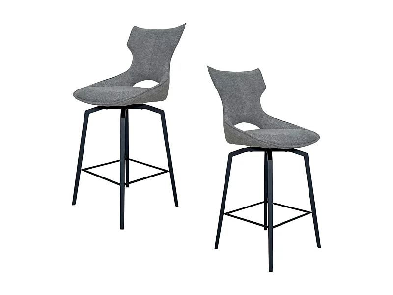 Chaise de bar pivotante tissu gris (lot de 2) LOMBARDIE