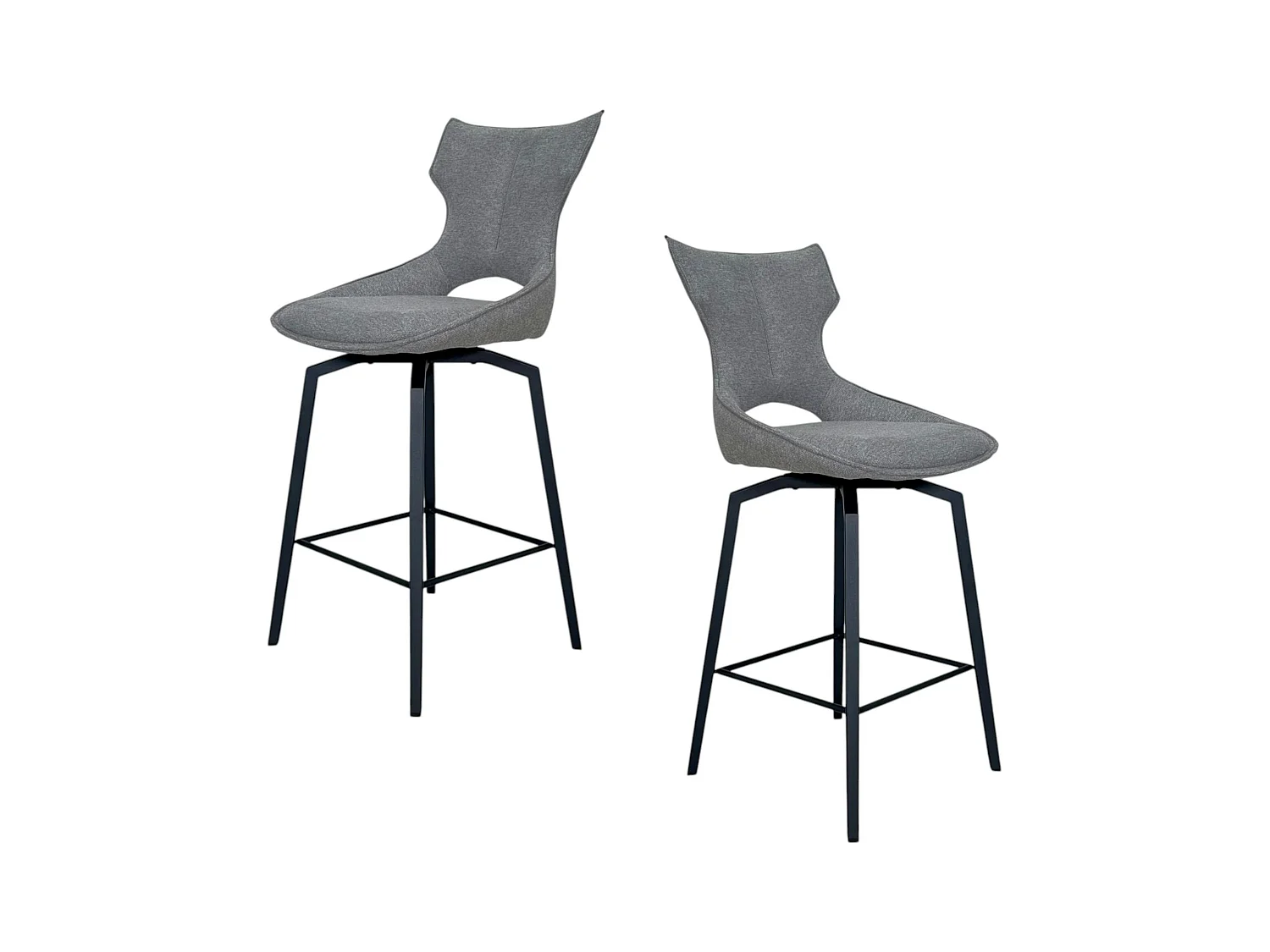 Chaise de bar pivotante tissu gris (lot de 2) LOMBARDIE