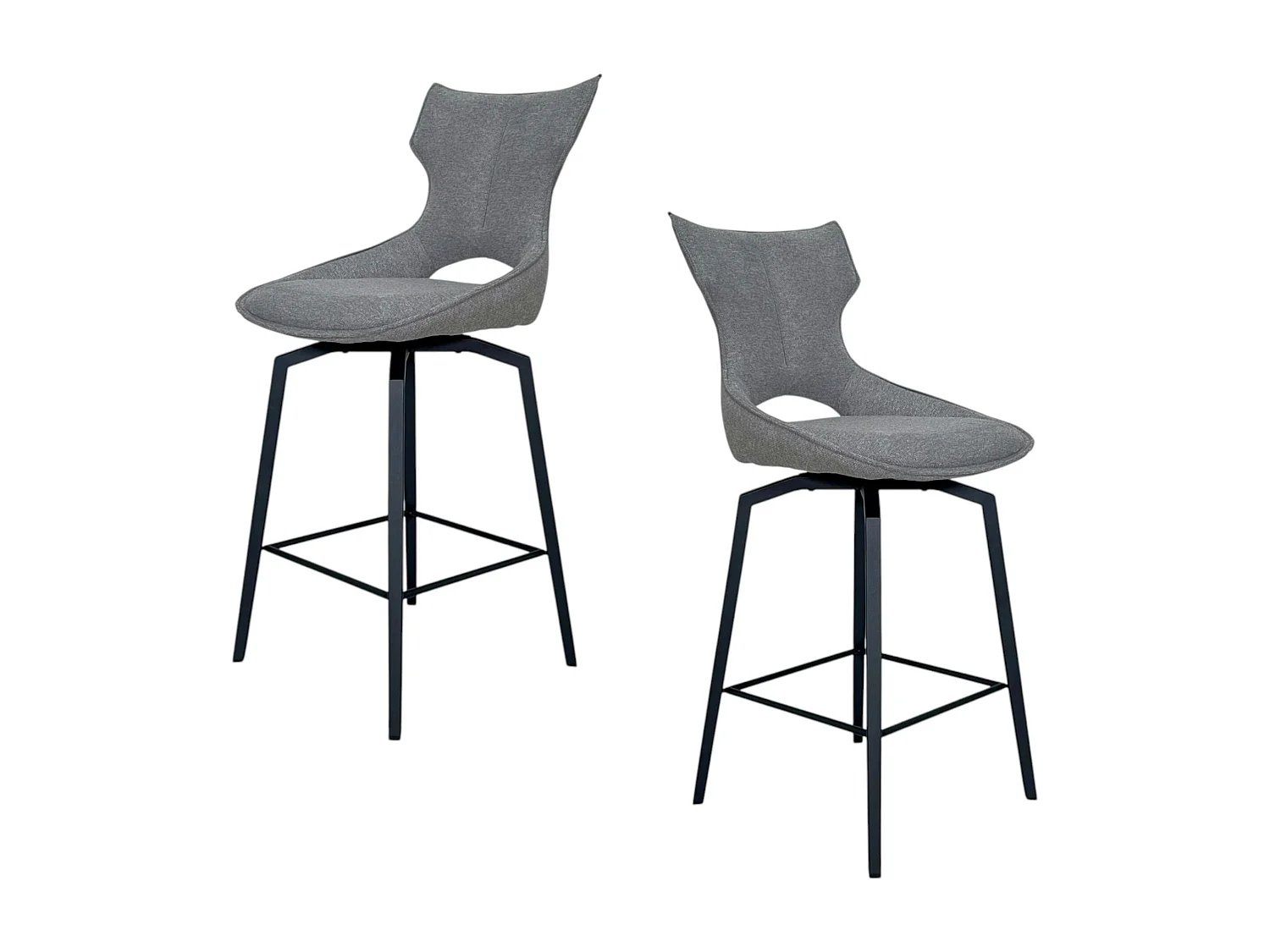 Chaise de bar pivotante tissu gris (lot de 2) LOMBARDIE