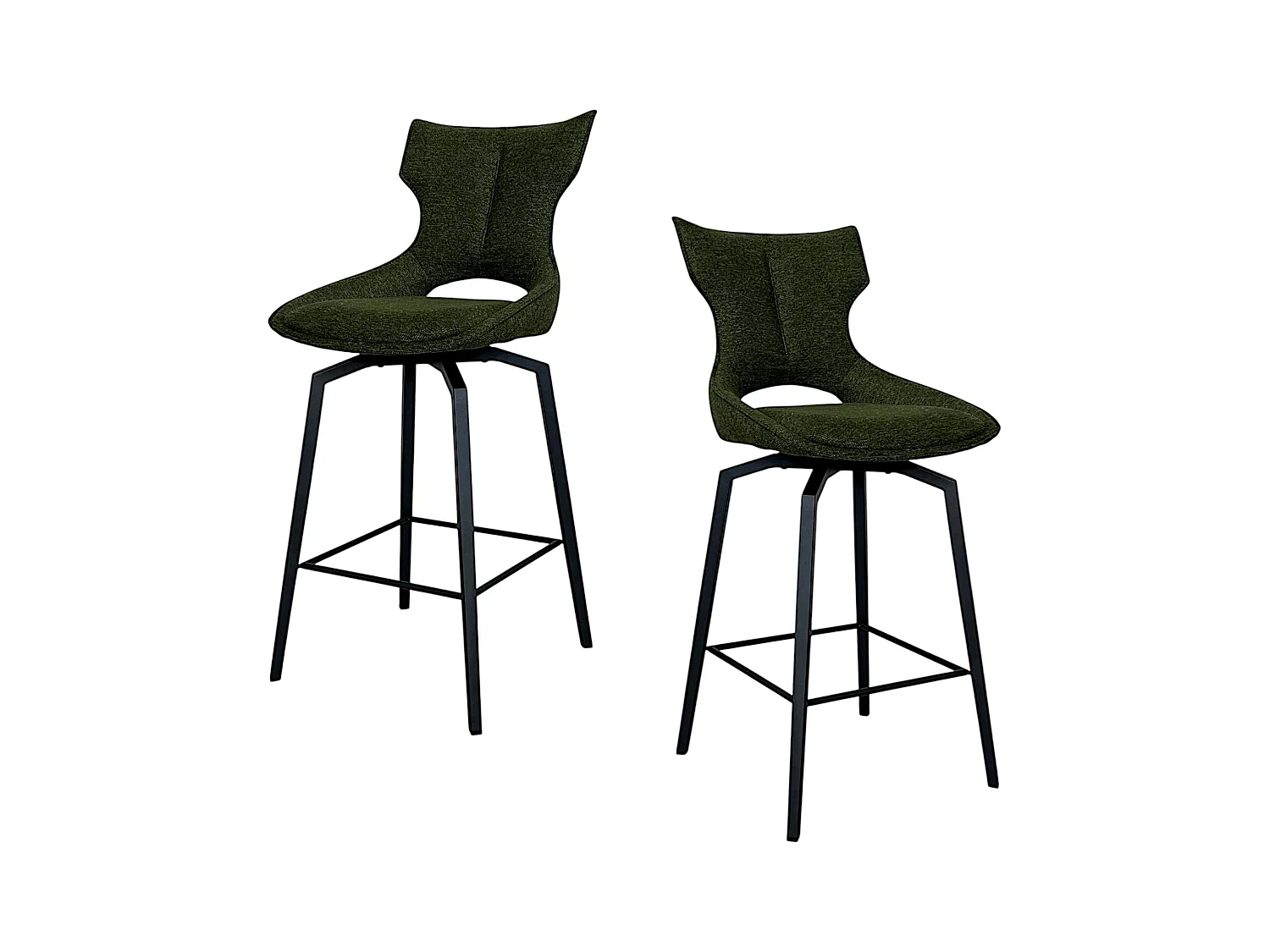 Chaise de bar pivotante tissu vert (lot de 2) LOMBARDIE