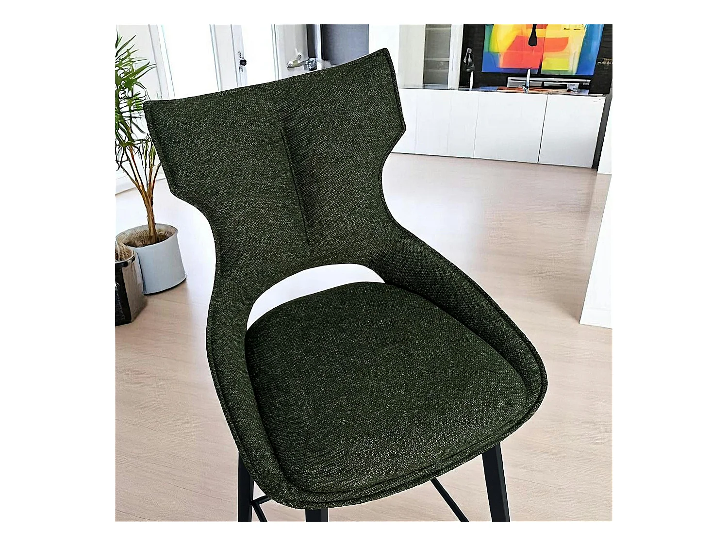 Chaise de bar pivotante tissu vert (lot de 2) LOMBARDIE