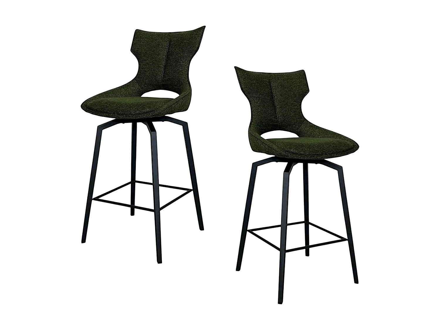 Chaise de bar pivotante tissu vert (lot de 2) LOMBARDIE