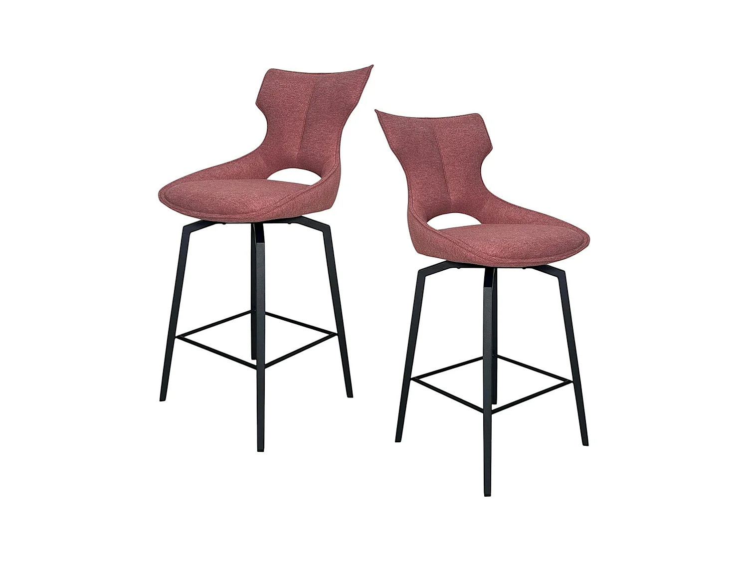 Chaise de bar pivotante tissu rose (lot de 2) LOMBARDIE