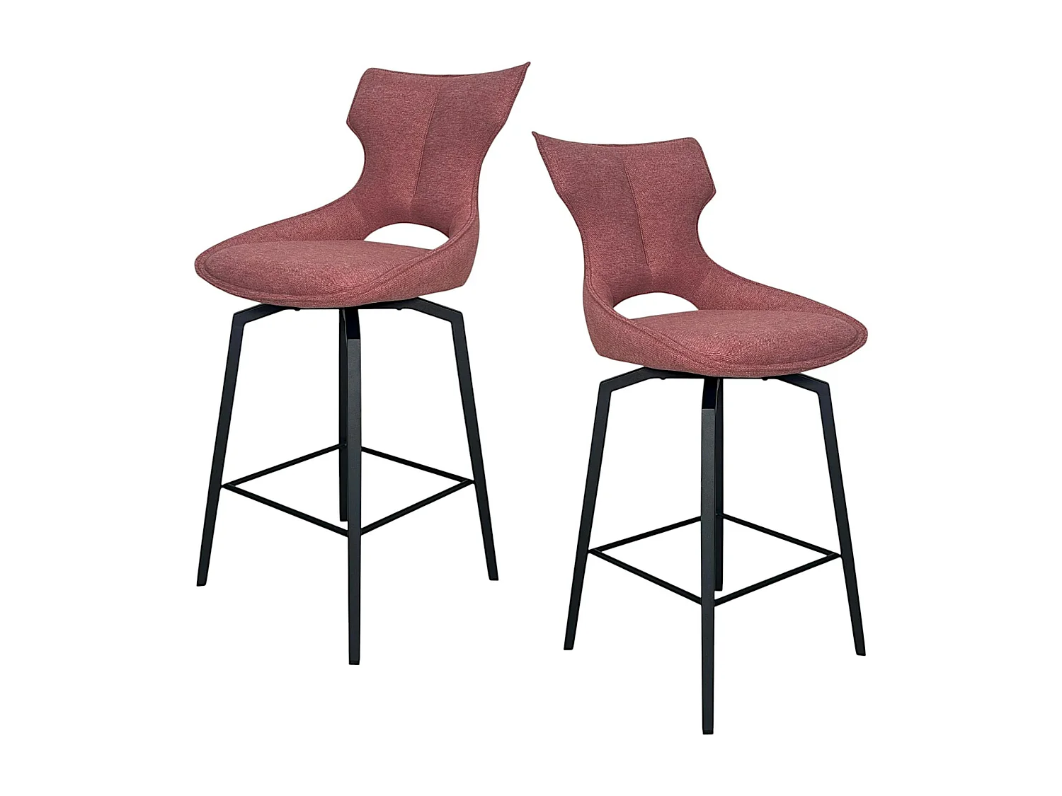 Chaise de bar pivotante tissu rose (lot de 2) LOMBARDIE