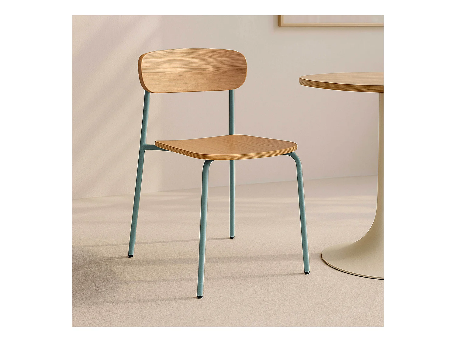 Lot de 2 chaises en bois bleu clair