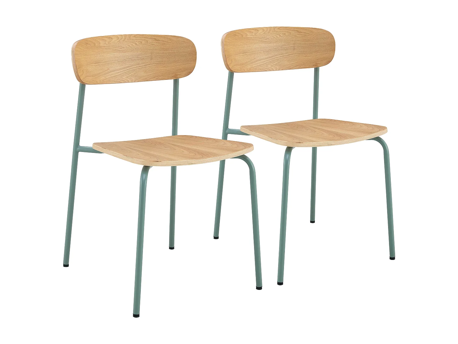 Set van 2 lichtblauwe houten stoelen