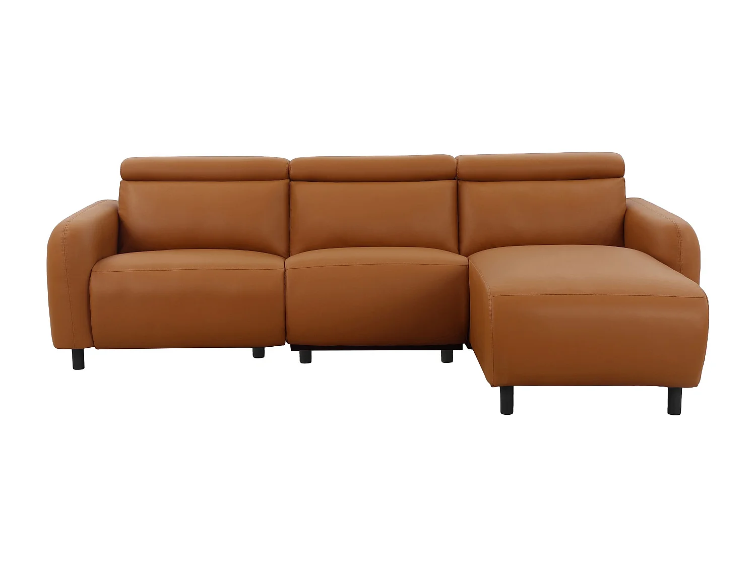 Skaane | Sofa 3 seater with chaise right & electric function in PU cognac