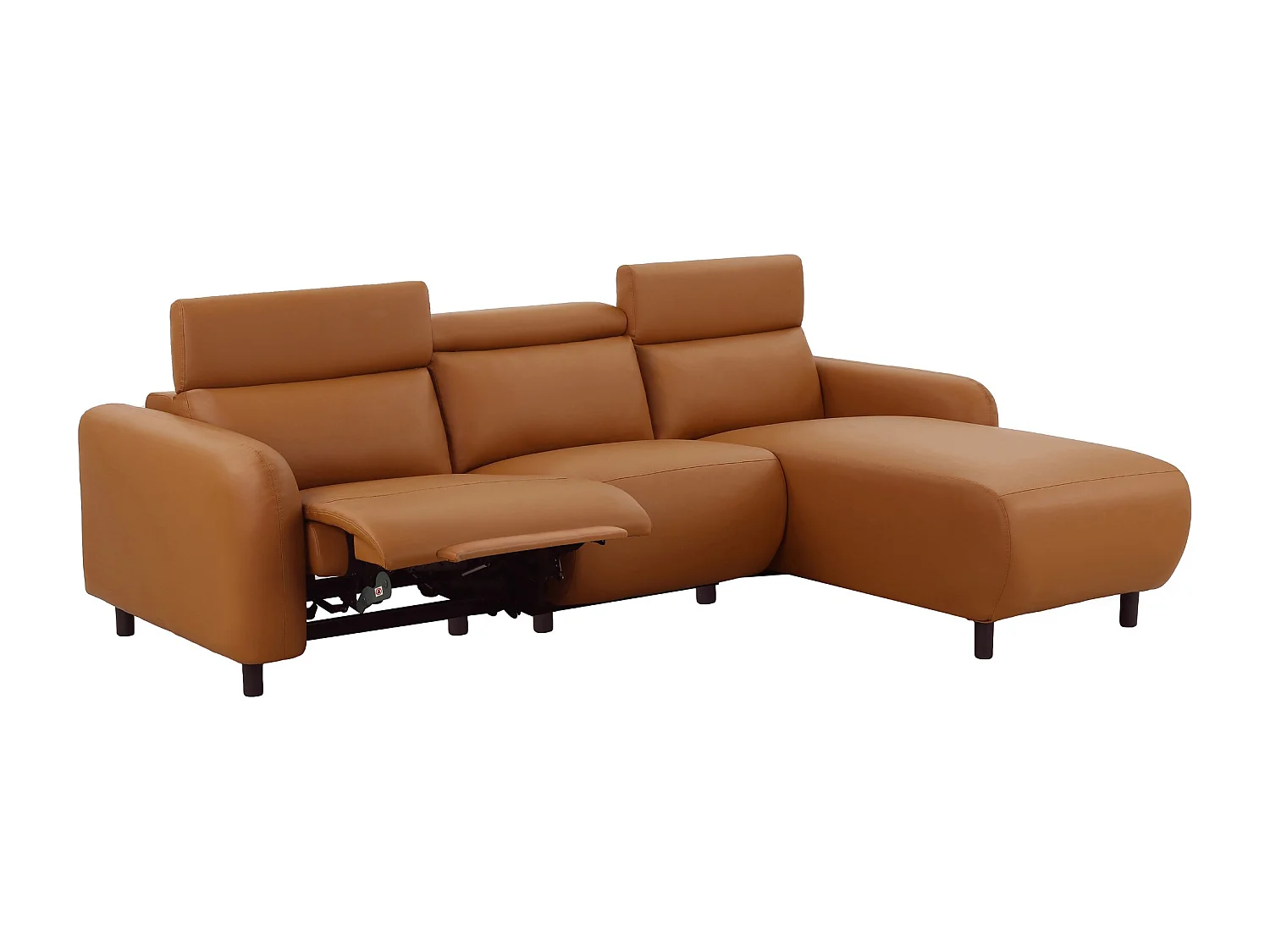 Skaane | Sofa 3 seater with chaise right & electric function in PU cognac
