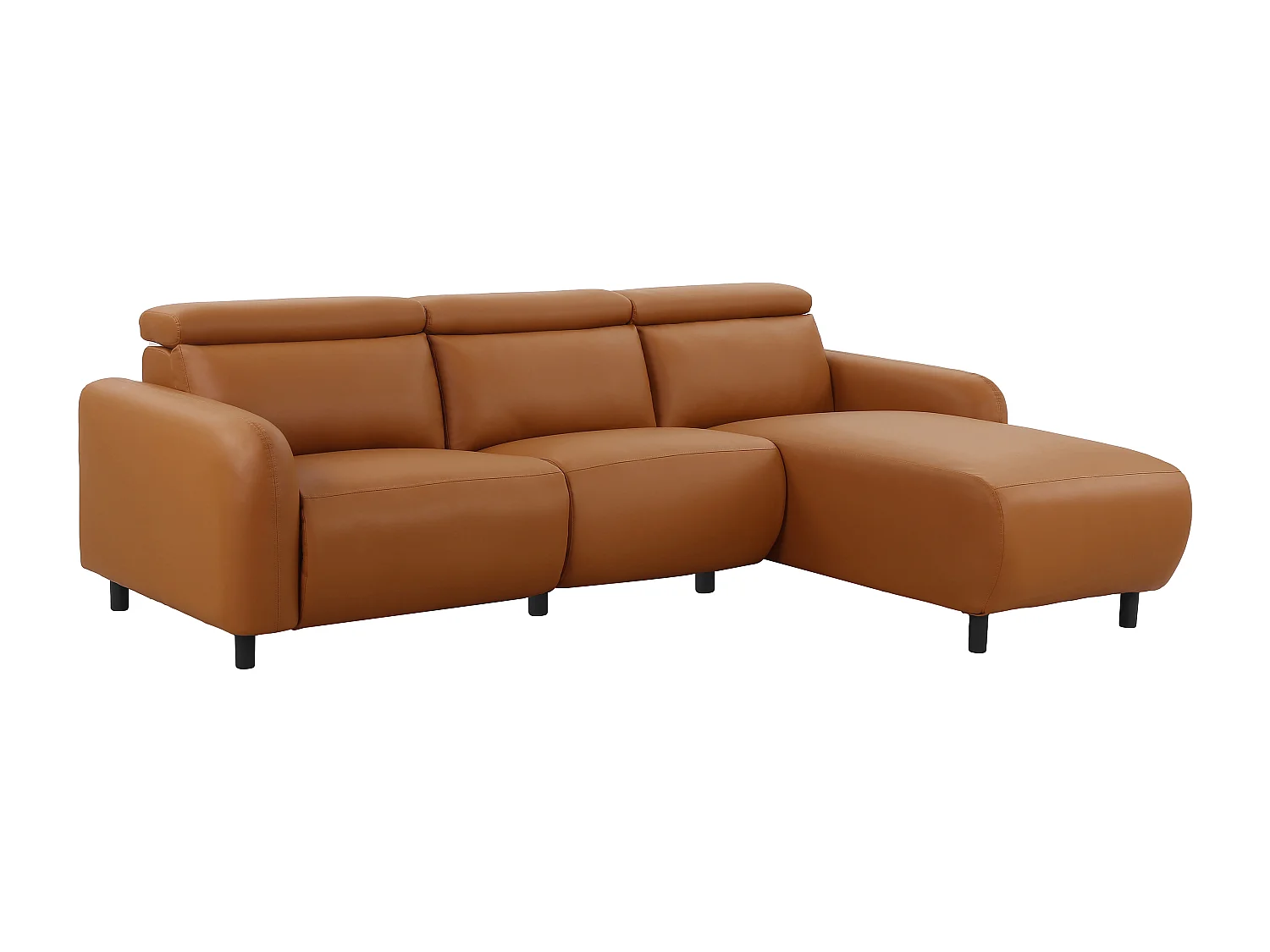 Skaane | Sofa 3 seater with chaise right & electric function in PU cognac