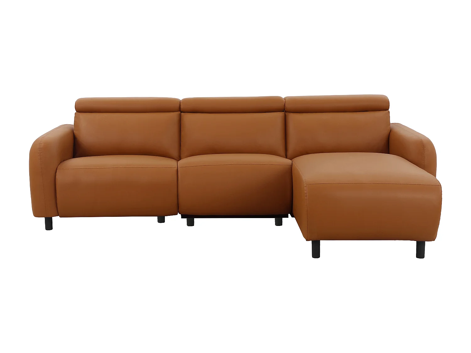 Skaane | Sofa 3 seater with chaise right & electric function in PU cognac