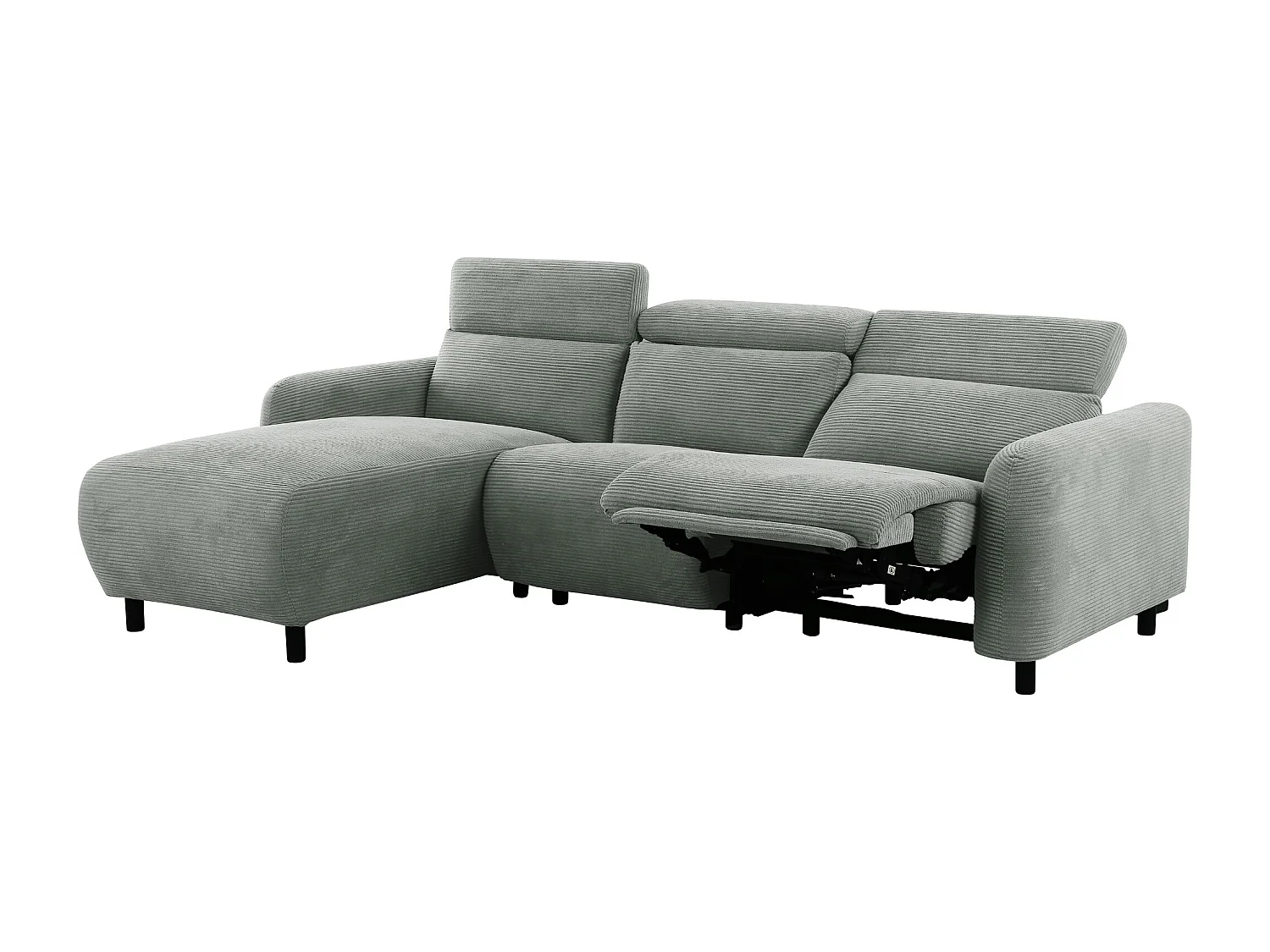 Skaane | Sofa 3 seater with chaise left & electric function in corduroy grey