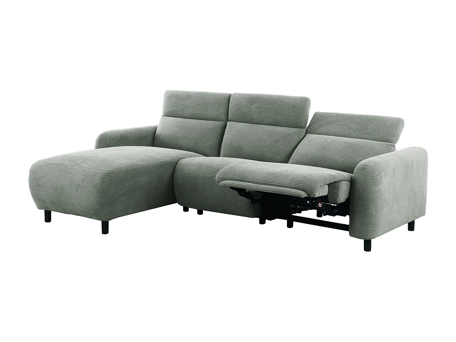 Skaane | Sofa 3 seater with chaise left & electric function in corduroy grey